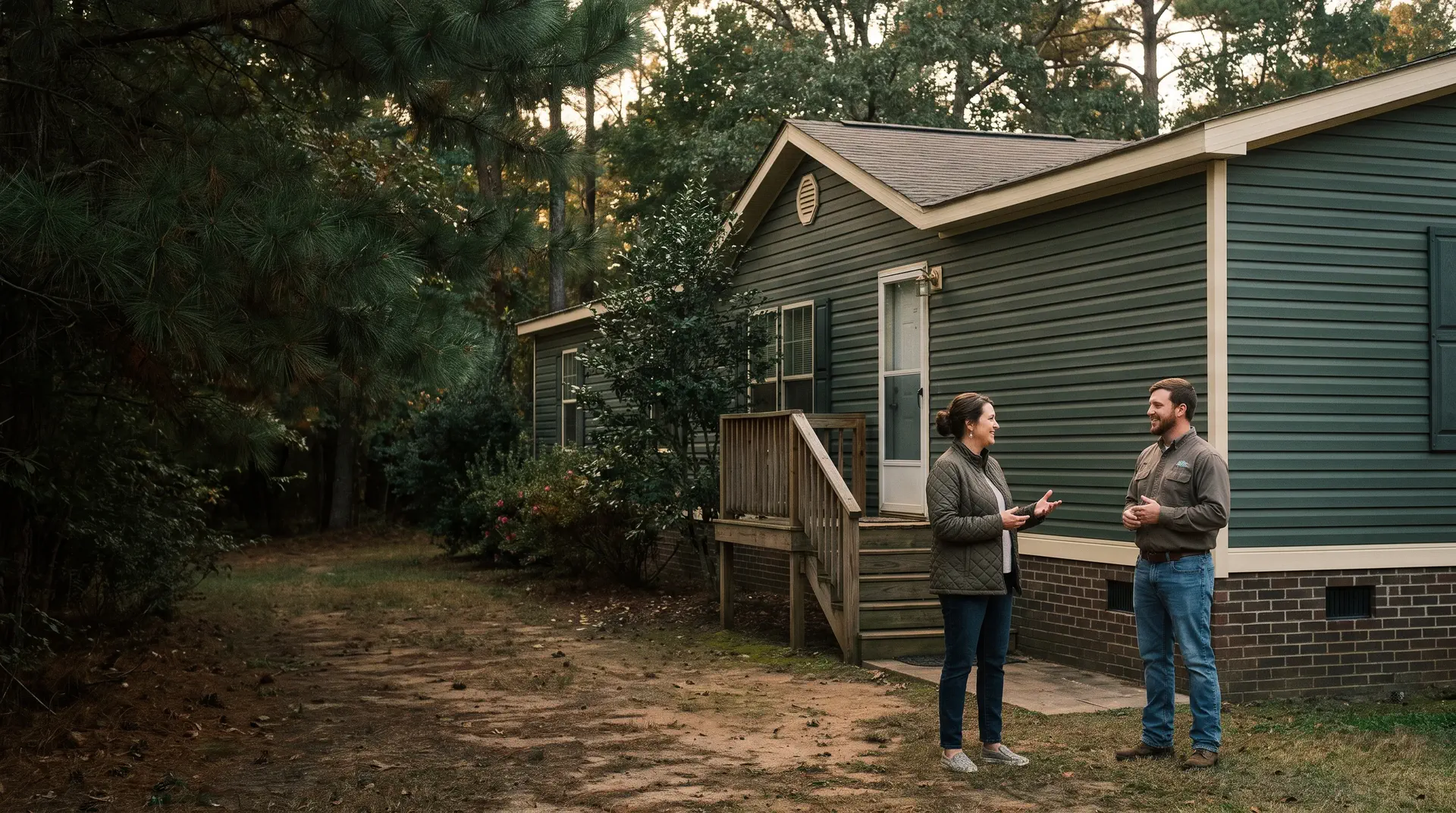 Well-kept mobile home with a porch